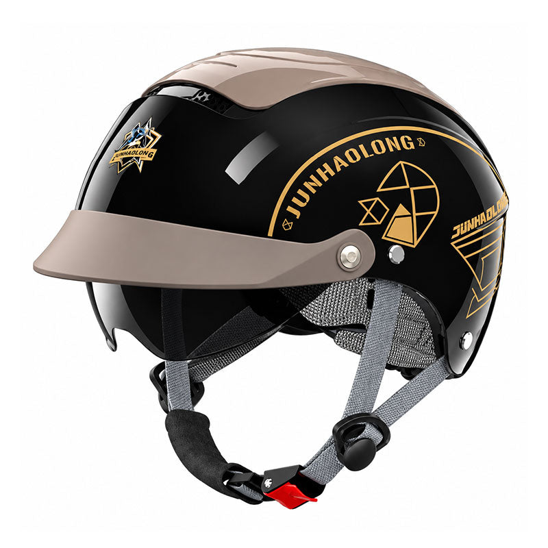 KTVMOTO Retro Half Helmet with Built-in Sun Visor for Riders-I274
