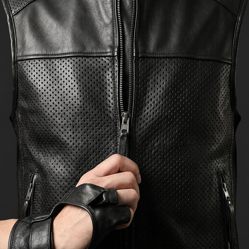 Harley Breathable Summer Mesh Leather Vest-A38