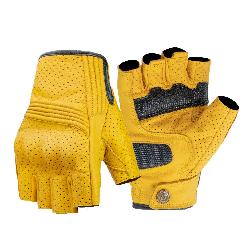 Genuine leather retro cruiser motorcycle gloves for all seasons-G95