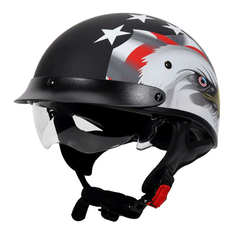 KTVMOTO Vintage Open Face Motorcycle Helmet with Visor-I38