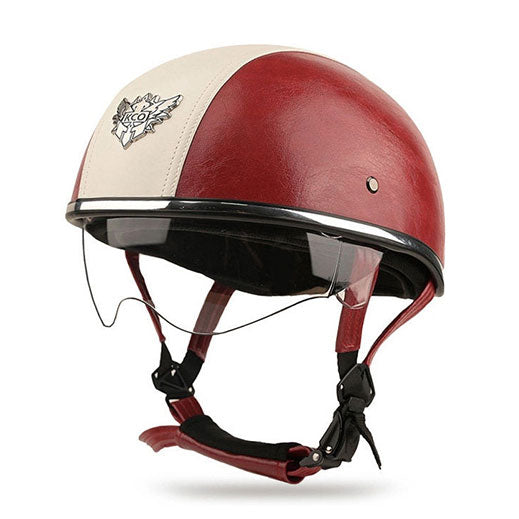 Retro two-tone cruiser motorcycle helmet with goggles-I23