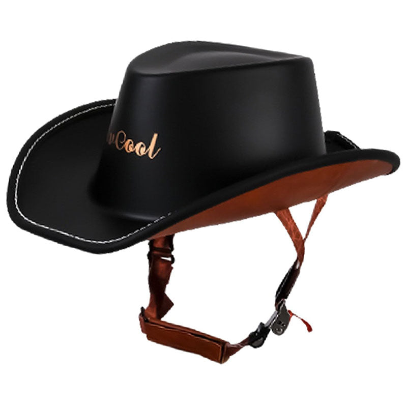 Cowboy-style leather motorcycle half helmet- I08