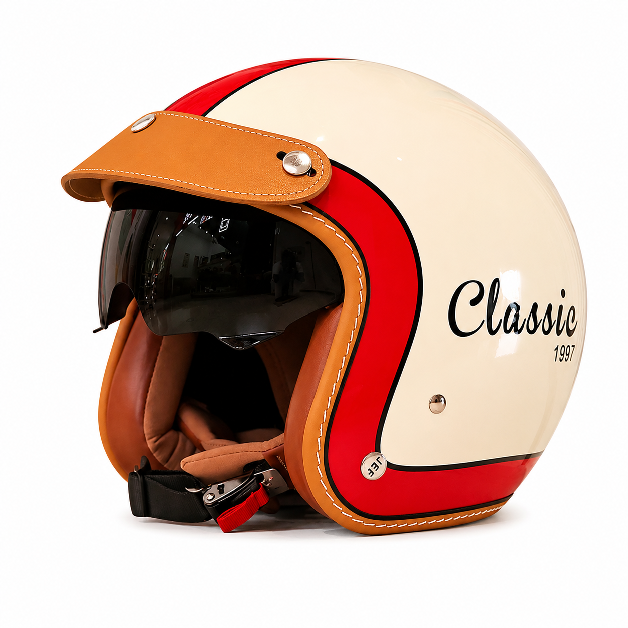 KTVMOTO Retro 3/4 Open Face Motorcycle Helmet with Sun Visor-I54