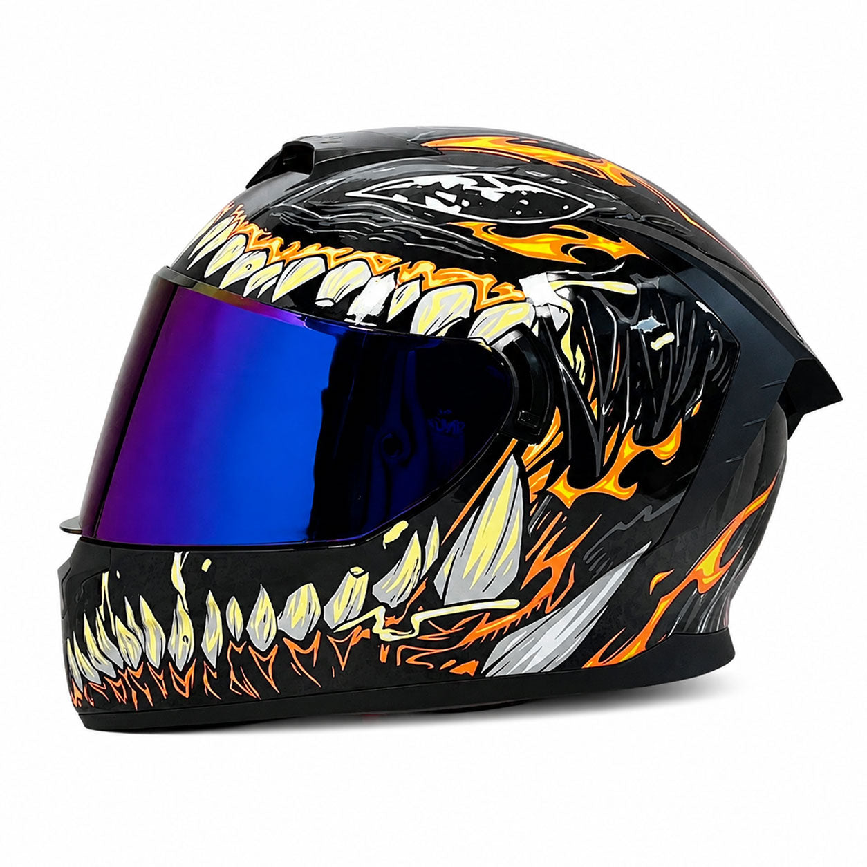 Full-face motorcycle helmet with an iridescent visor-I206