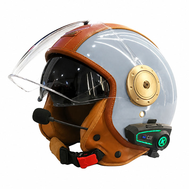 Dual-lens open-back Bluetooth motorcycle helmet-I27