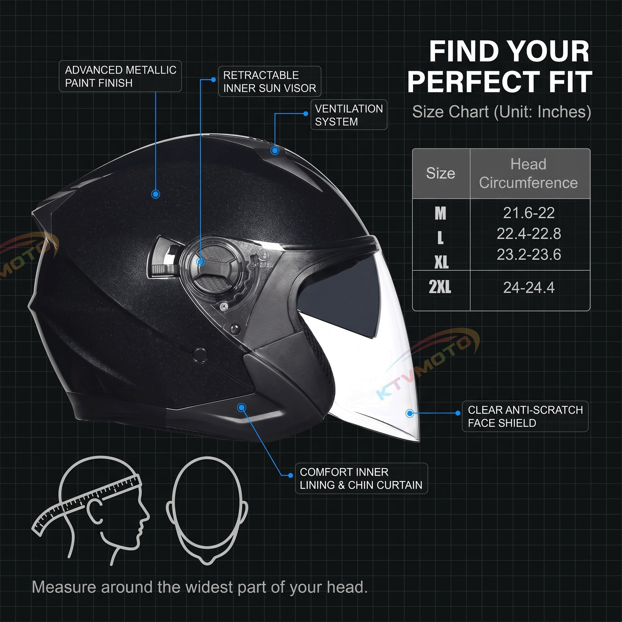 Retro motorcycle all-weather dual-lens helmet-I55