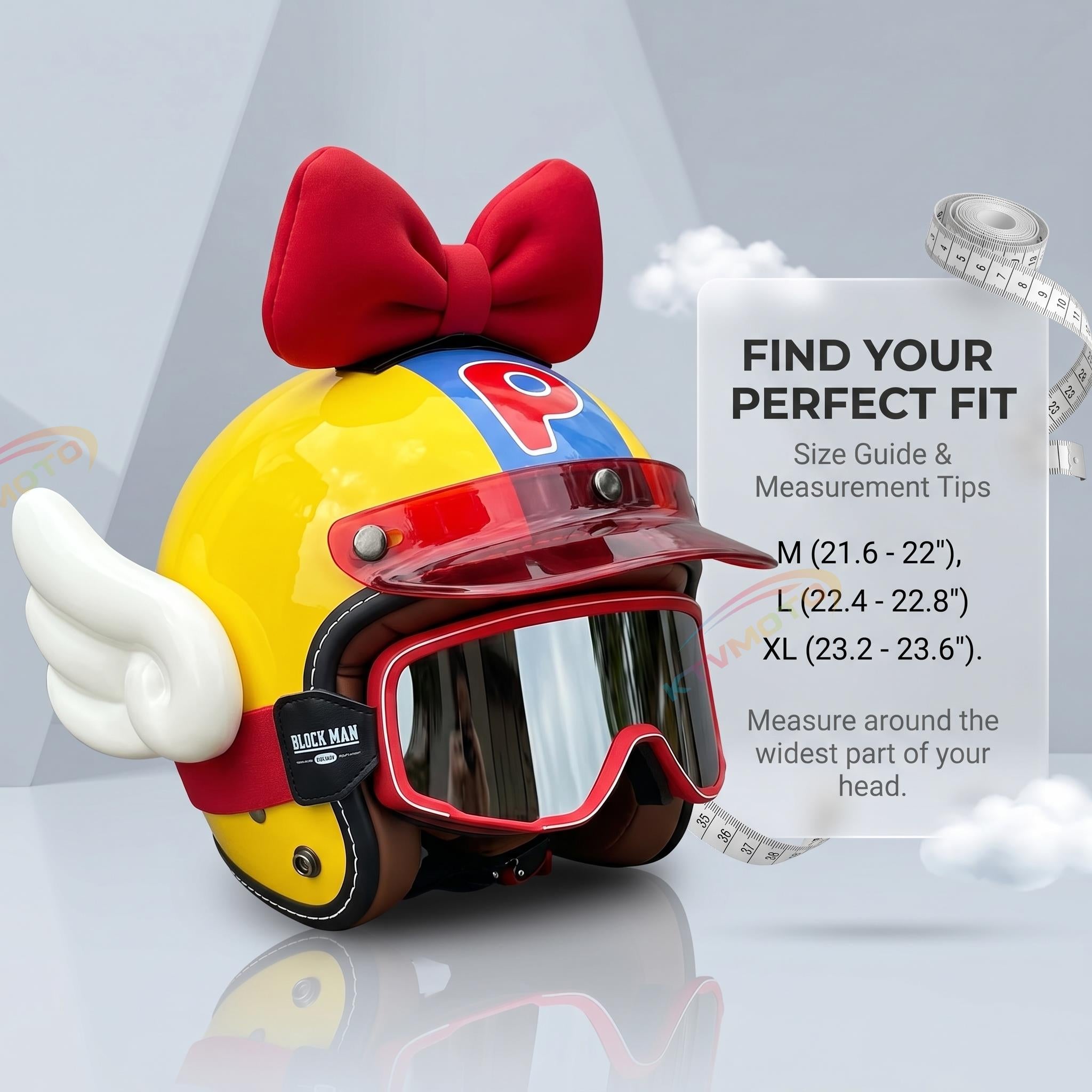 Bowknot Wing Retro Open Face Motorcycle Helmet-I33
