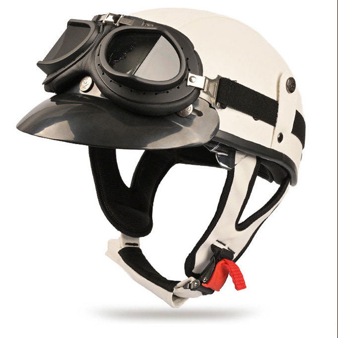 Retro cruiser motorcycle helmet with concealed inner visor-I31