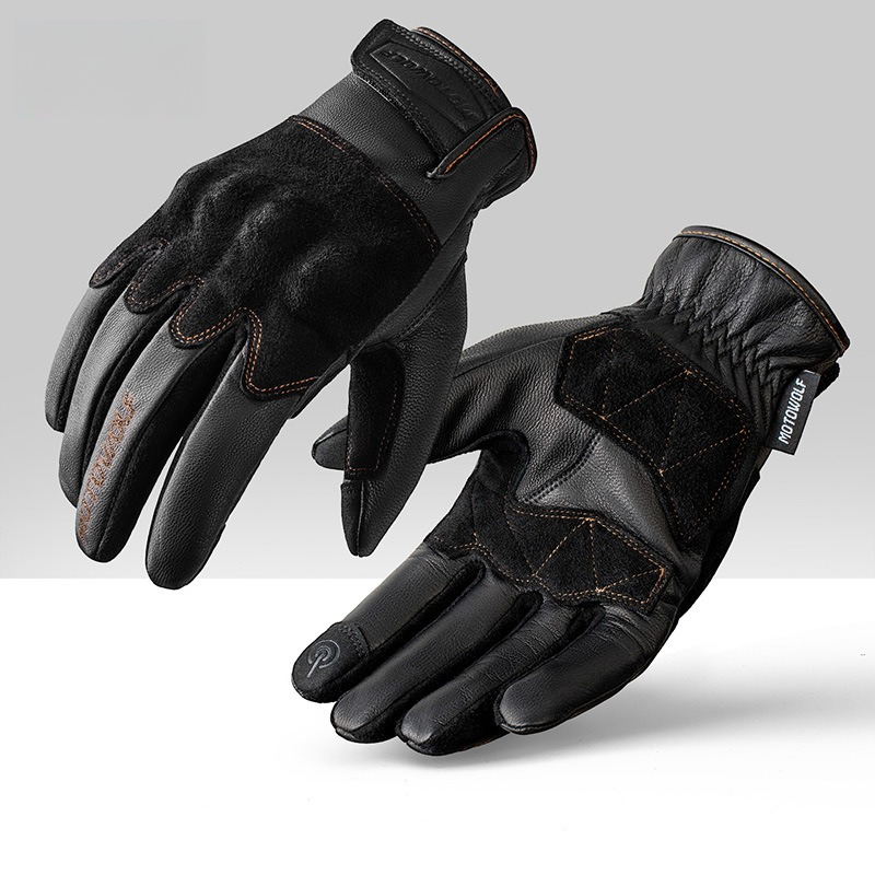 Men's Genuine Leather Retro Motorcycle Gloves - G33