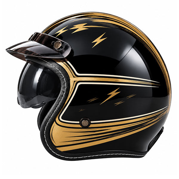 Retro style 3/4-coverage motorcycle helmet with a graffiti design-I315