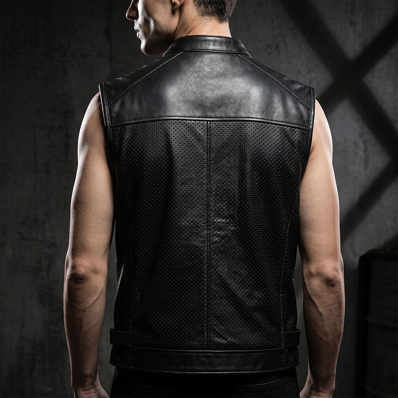 Harley Breathable Summer Mesh Leather Vest-A38