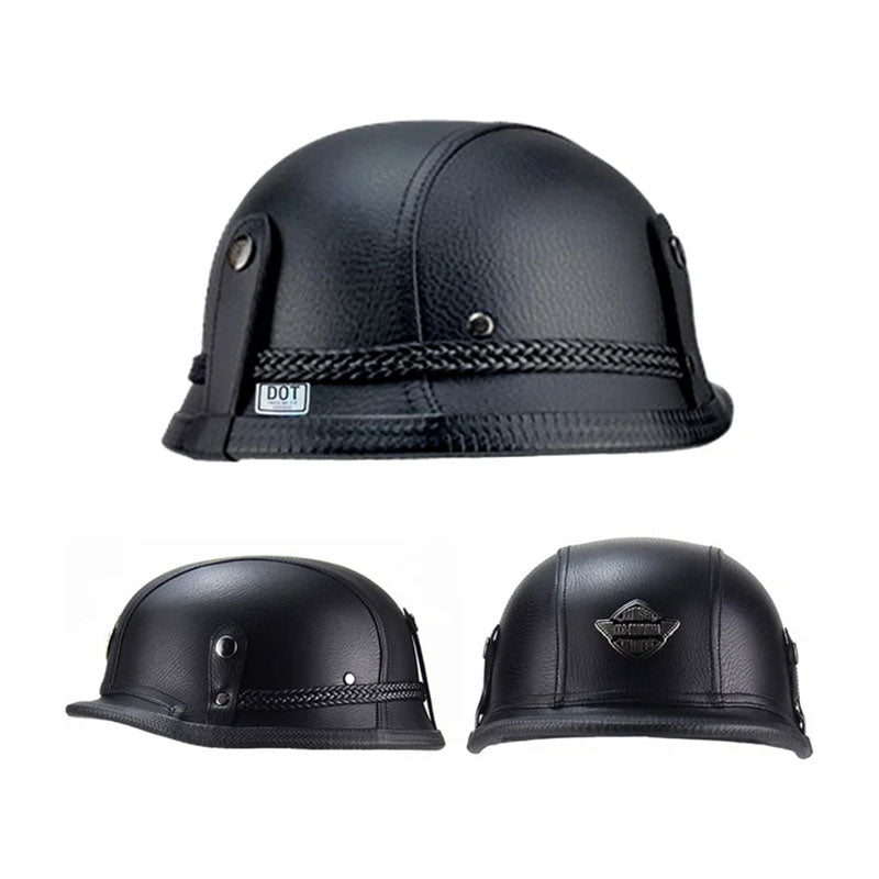 Retro leather cruiser motorcycle half helmet- I15