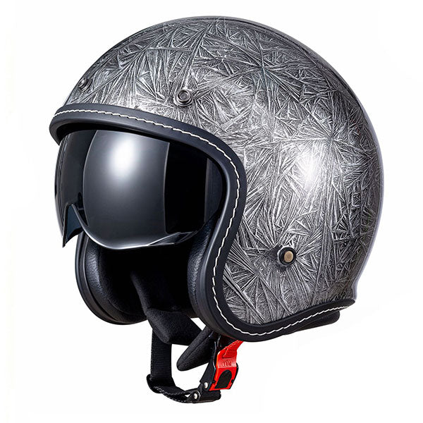 Lightweight 3/4 motorcycle helmet with a vintage crackle finish-I141