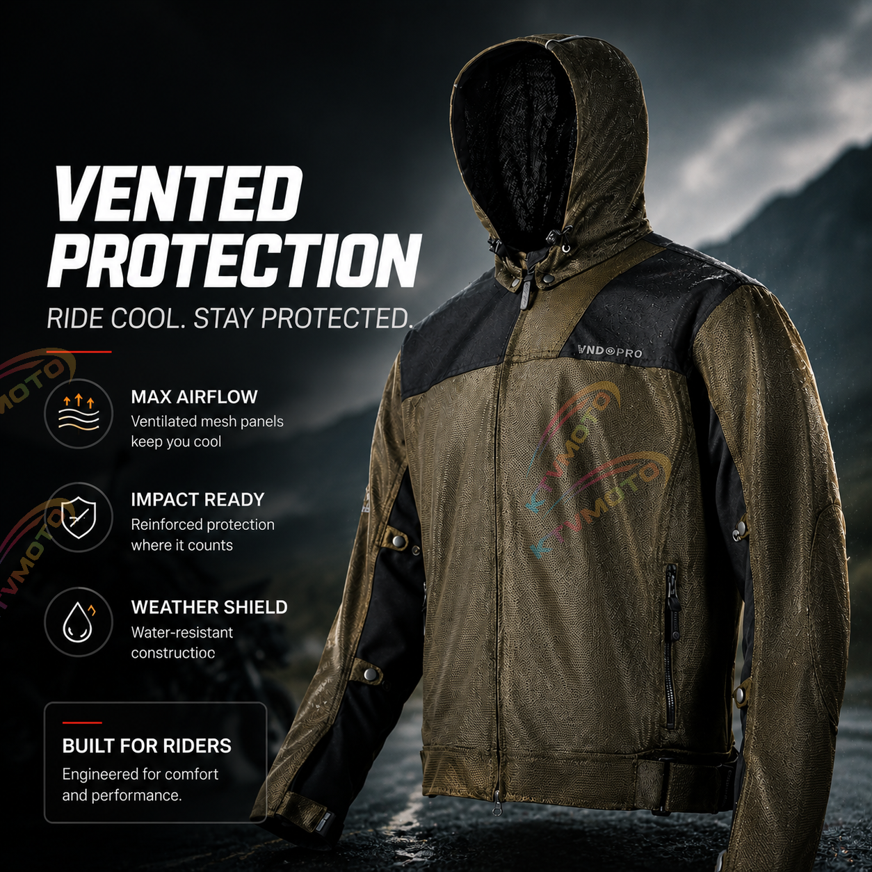 Breathable motorcycle riding gear with CE Level 2 armor-J96
