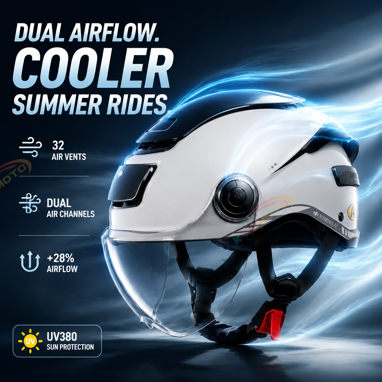 Breathable, sun-protective motorcycle half-helmet-I148
