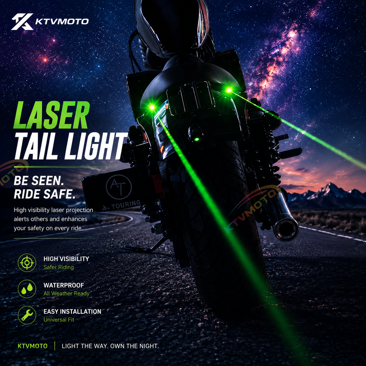 Wireless Motorcycle Laser Tail Light with Warning Strobe Projection-D23