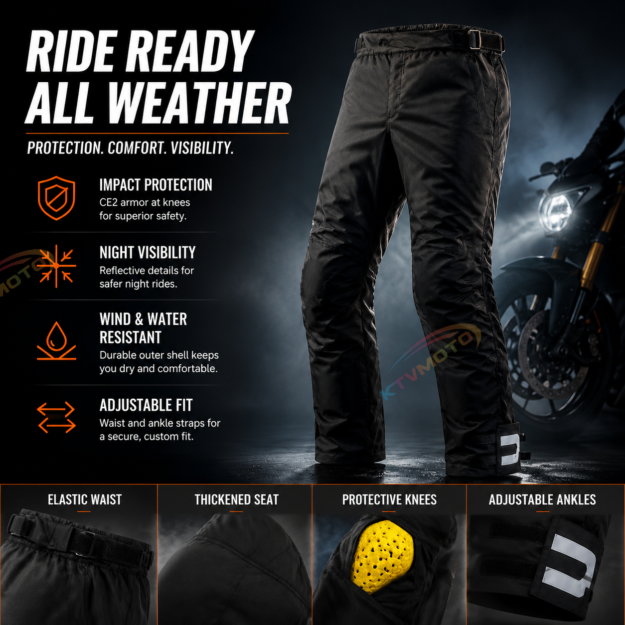 CE Quick-on/off thermal motorcycle riding pants-J88