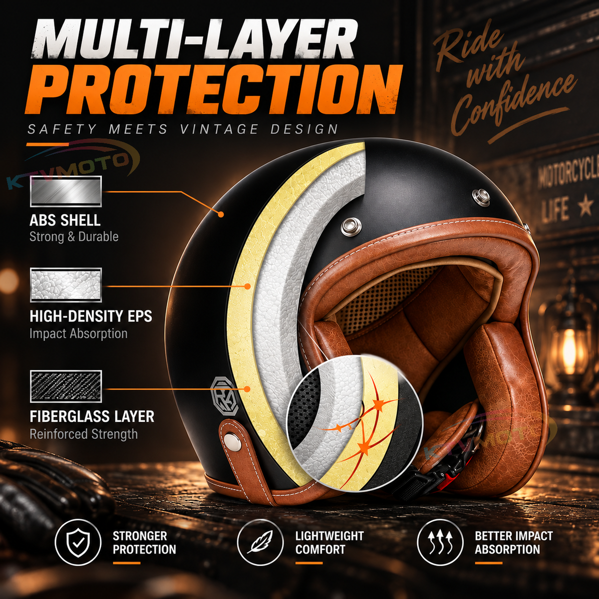 KTVMOTO Retro rally motorcycle helmet-I24