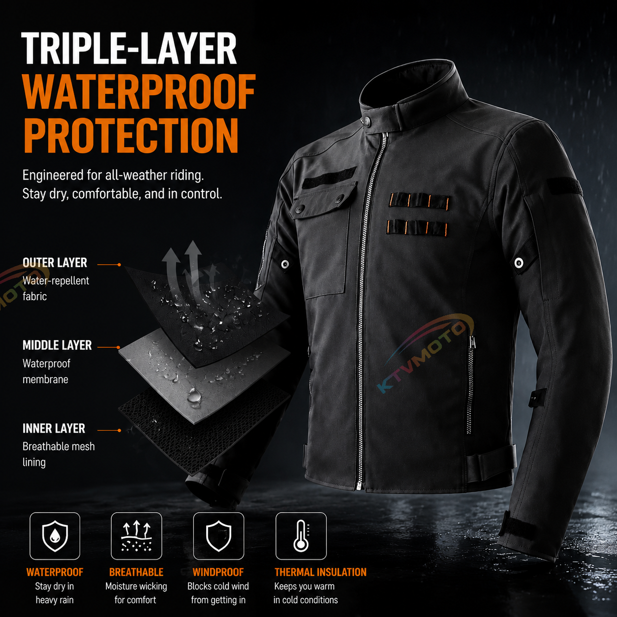CE Windproof and waterproof motorcycle riding gear-J87