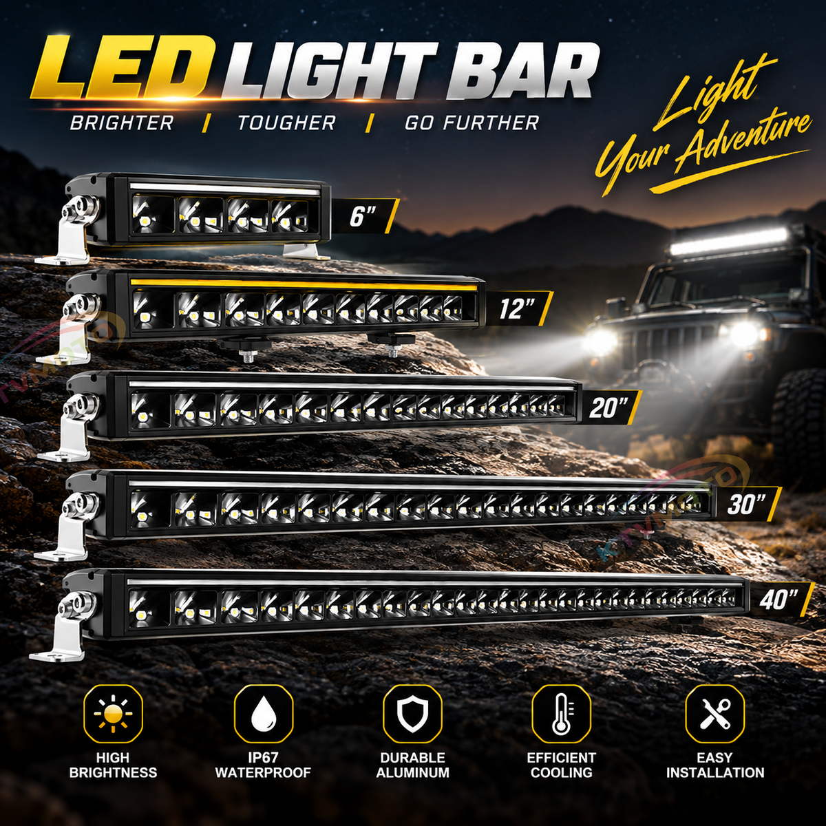 KTVMOTO Off-Road LED Light Bar with Amber DRL for Truck SUV ATV-D30