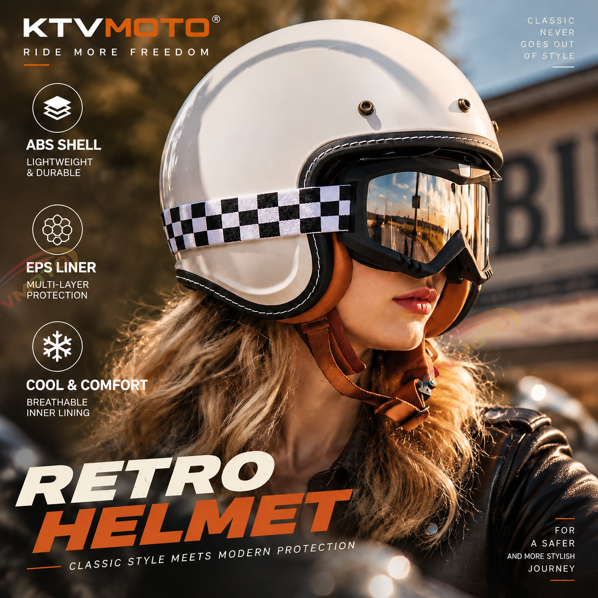 Retro-style graffiti cruiser motorcycle helmet-I303