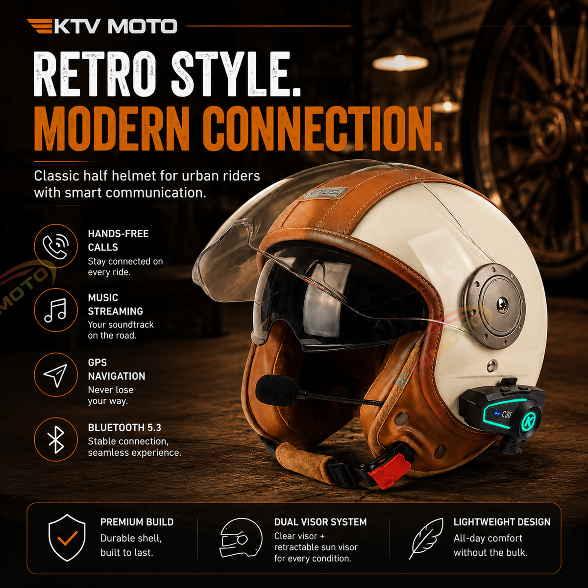 Dual-lens open-back Bluetooth motorcycle helmet-I27