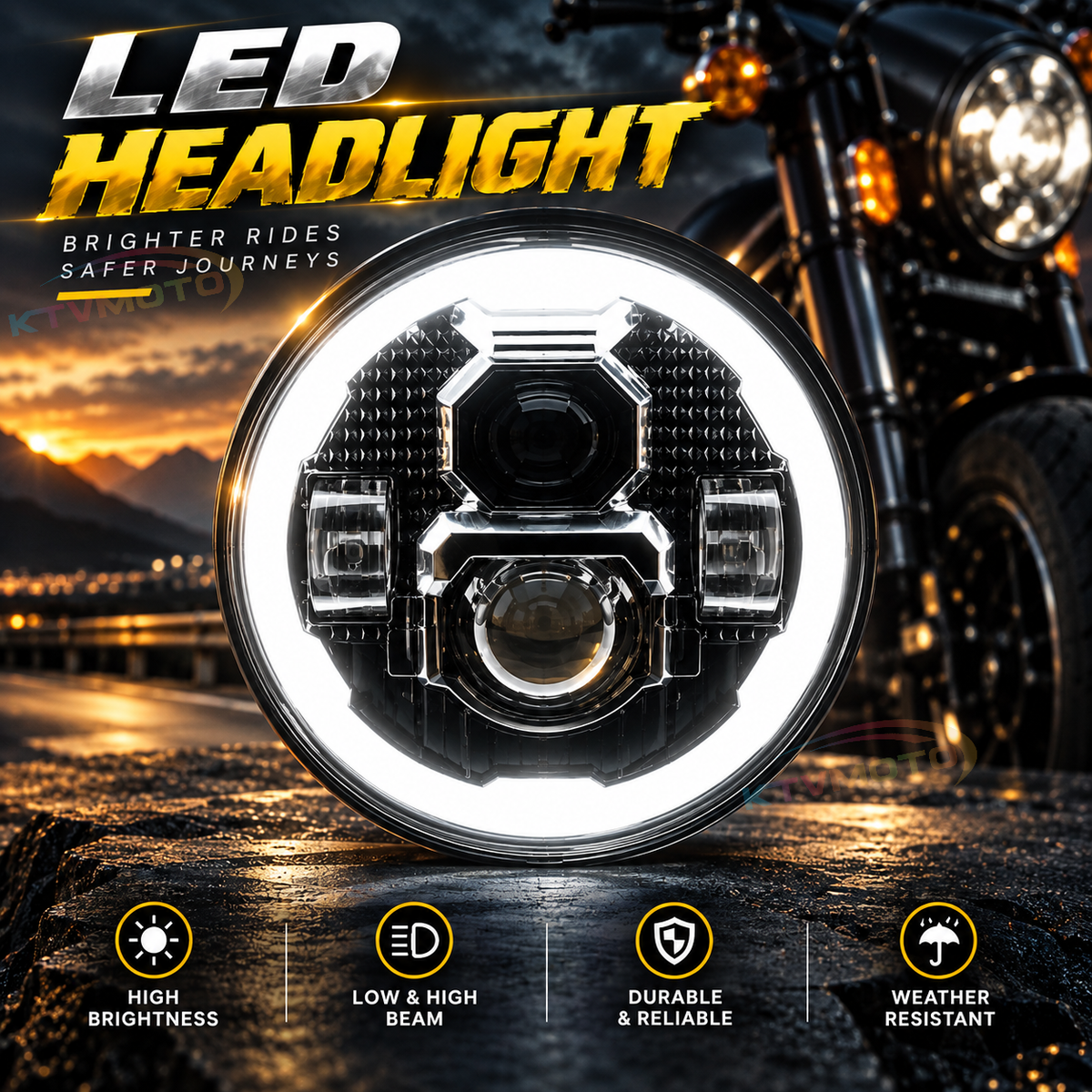 KTVMOTO Harley 7-inch Headlight / Softail 5.75-inch LED-ML08