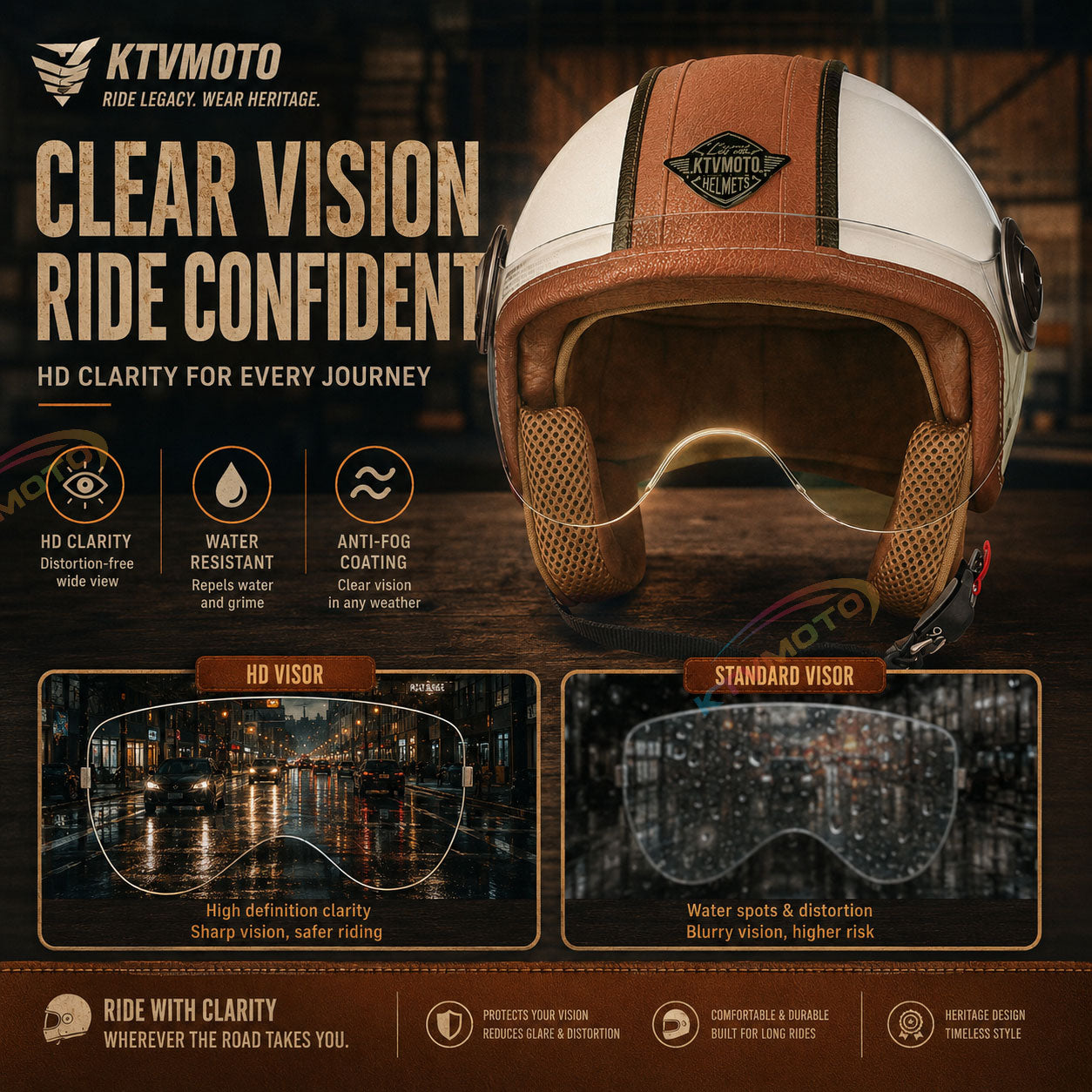 Retro leather convertible motorcycle helmet-I45