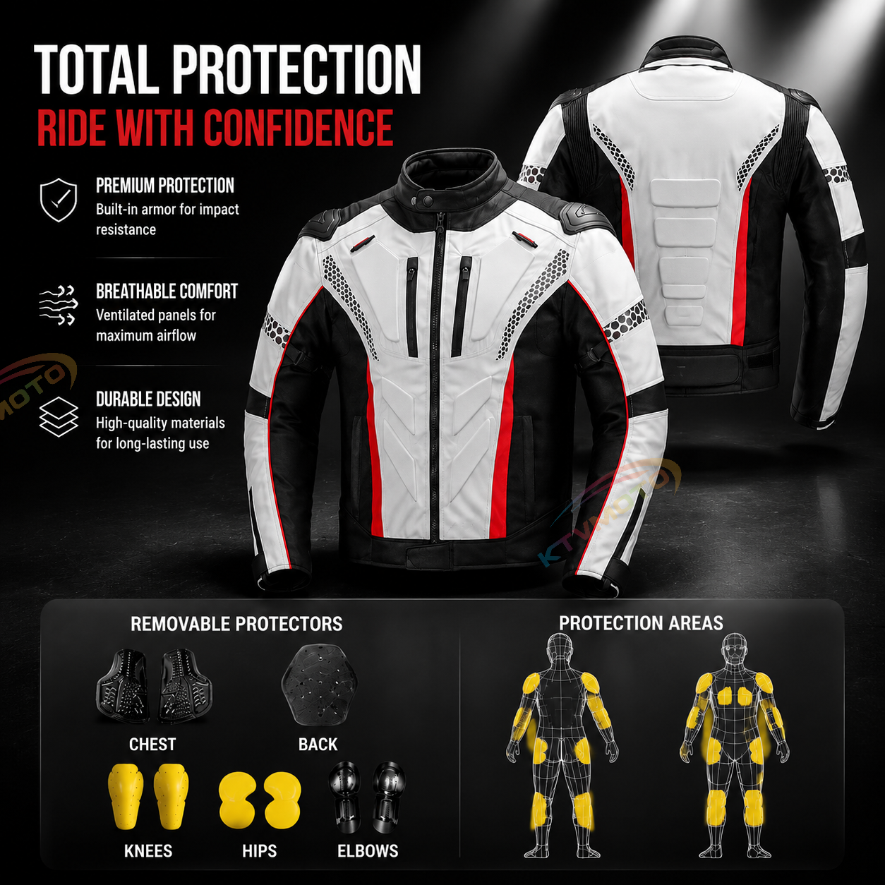 Two-piece breathable motorcycle riding suit-J89