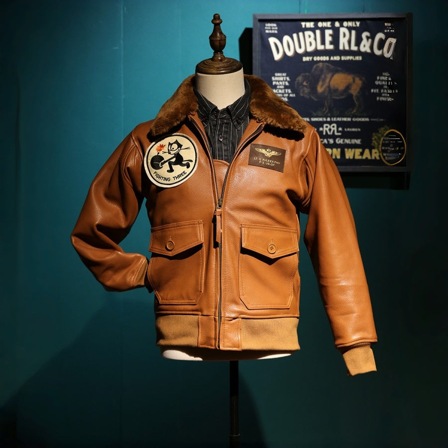 American-style Felix G1 Flight Jacket, made of genuine leather.-A50