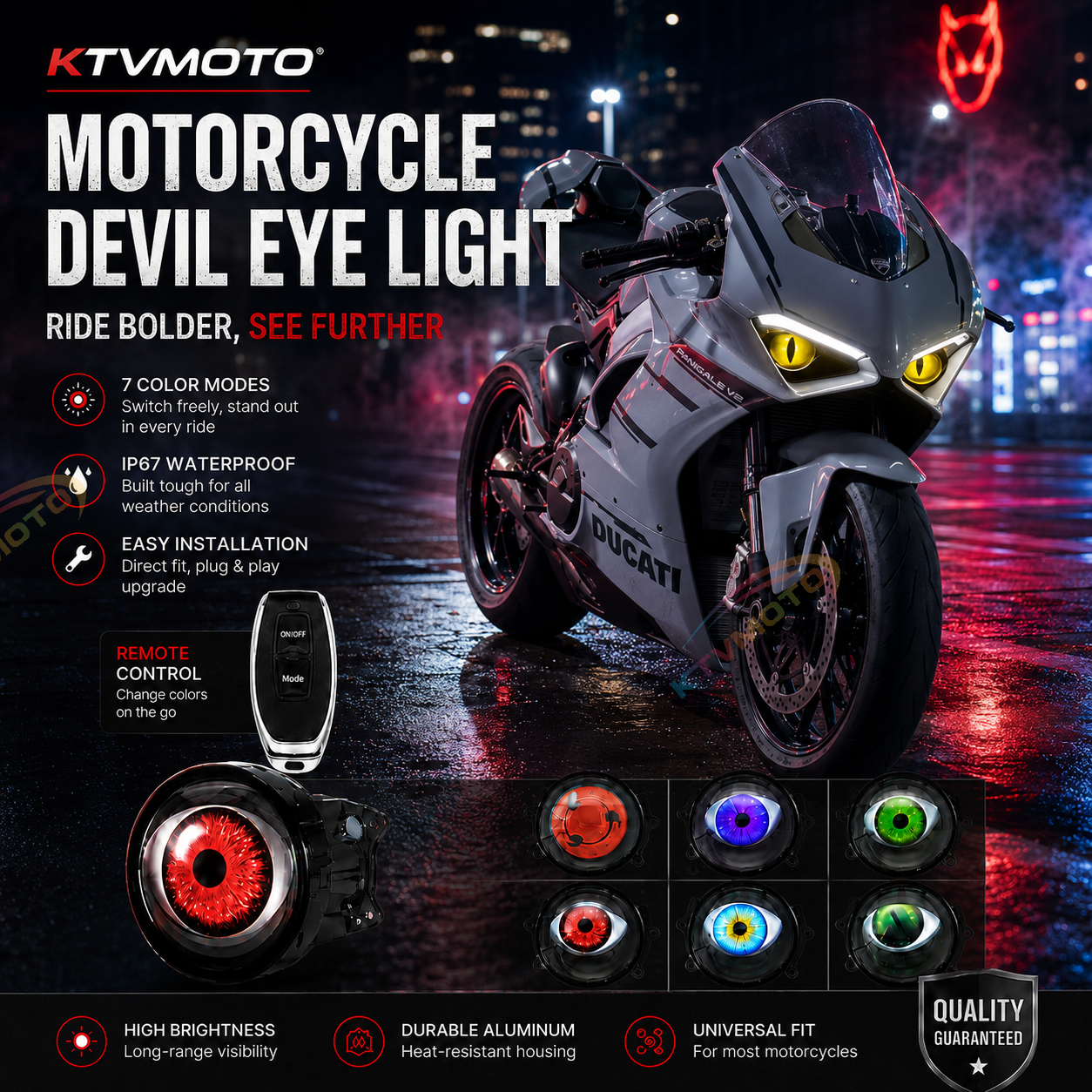 KTVMOTO Motorcycle dynamic big eyes devil eye light-D24
