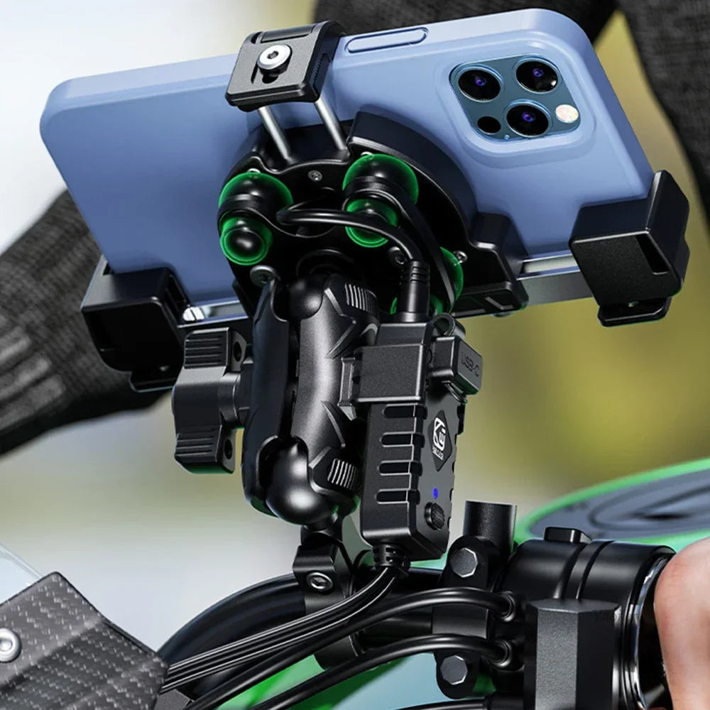 No-blocking camera shock-absorbing anti-theft motorcycle phone holder-M45
