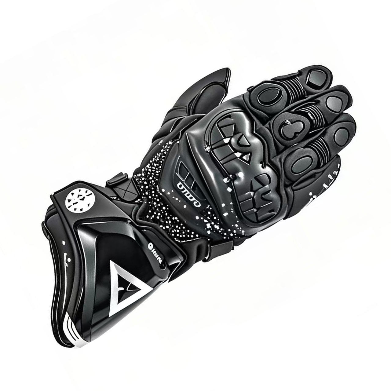 Motorcycle carbon fiber genuine leather off-road retro long gloves-G84