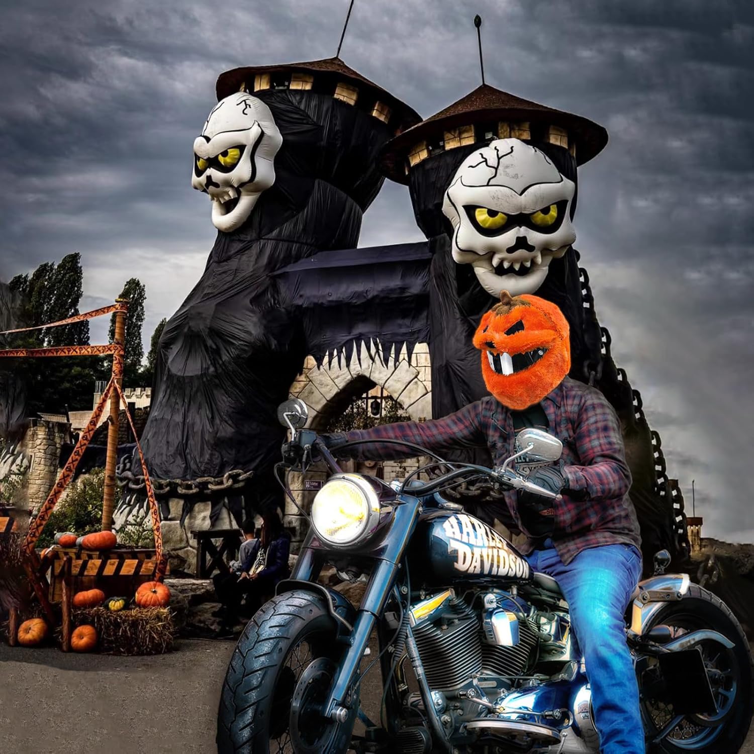 Funny motorcycle helmet covers-Pumpkin Head