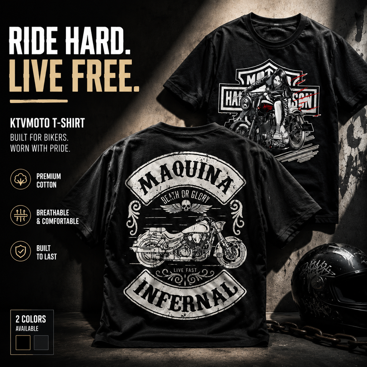 Heavyweight Retro Biker-Style Short-Sleeve T-Shirt - T01