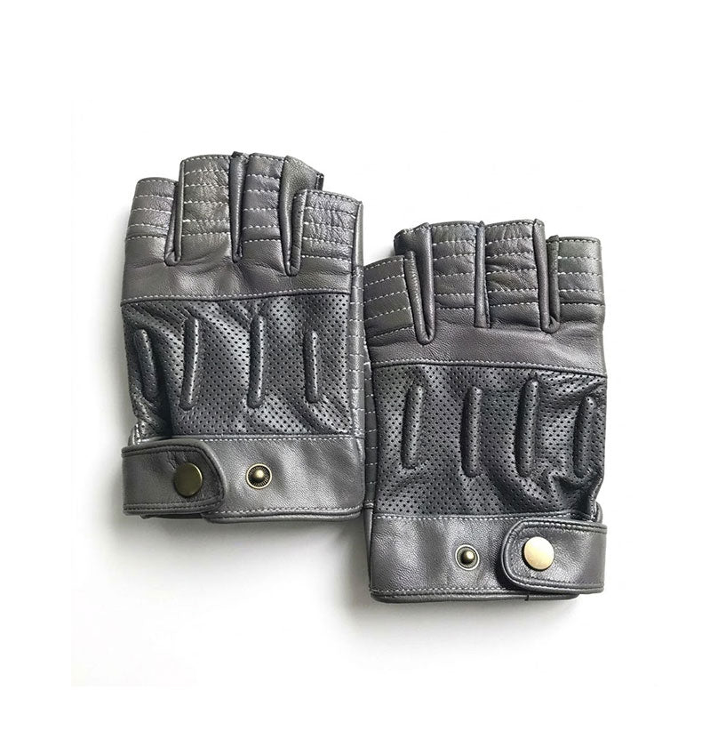 Vintage-style Harley-style leather half-finger gloves-G66