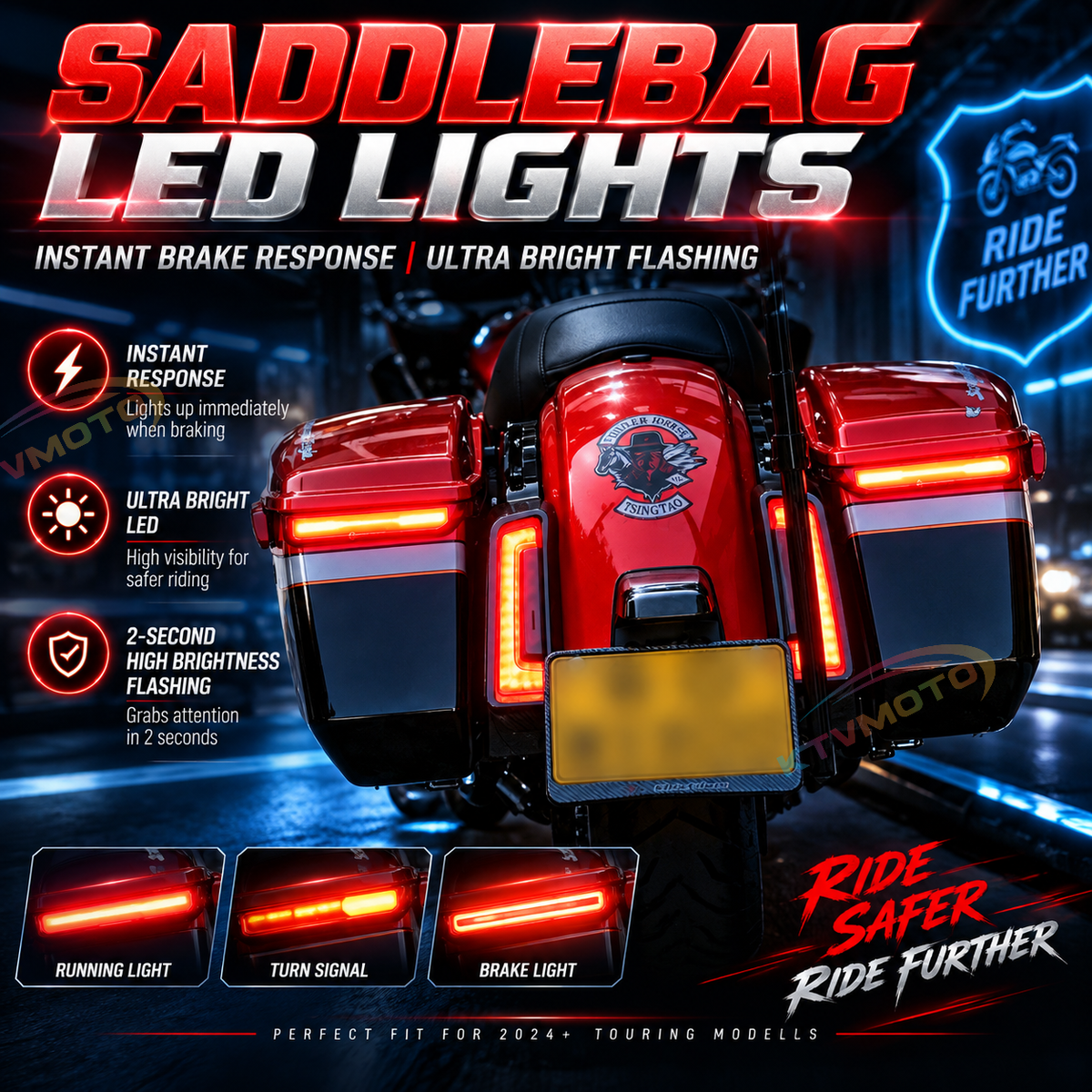 Harley 121CVOST Saddlebag Sequential Light (Fits 2024+ Models) Brake Light-M02