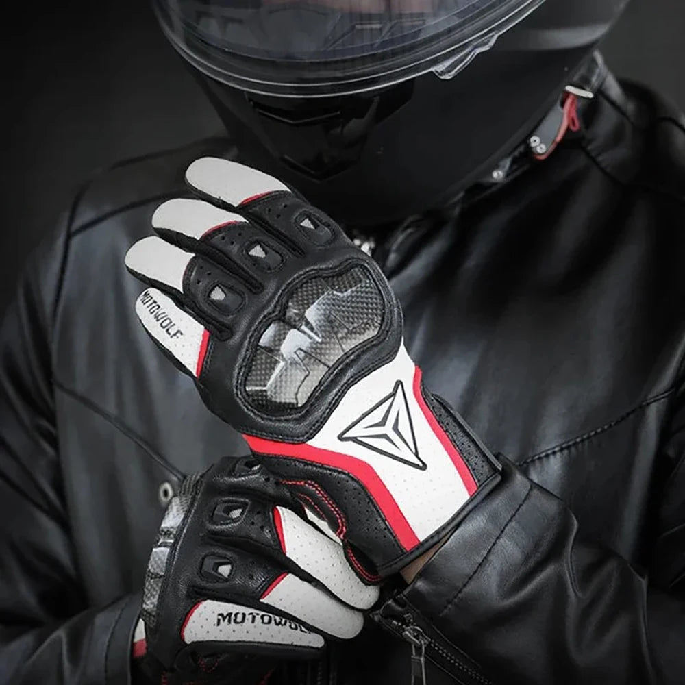 Off-road motorcycle touch screen breathable carbon fiber protective full finger gloves-G06