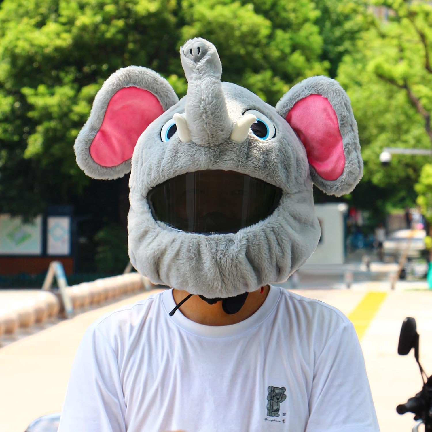 Funny motorcycle helmet covers-Elephant Gray