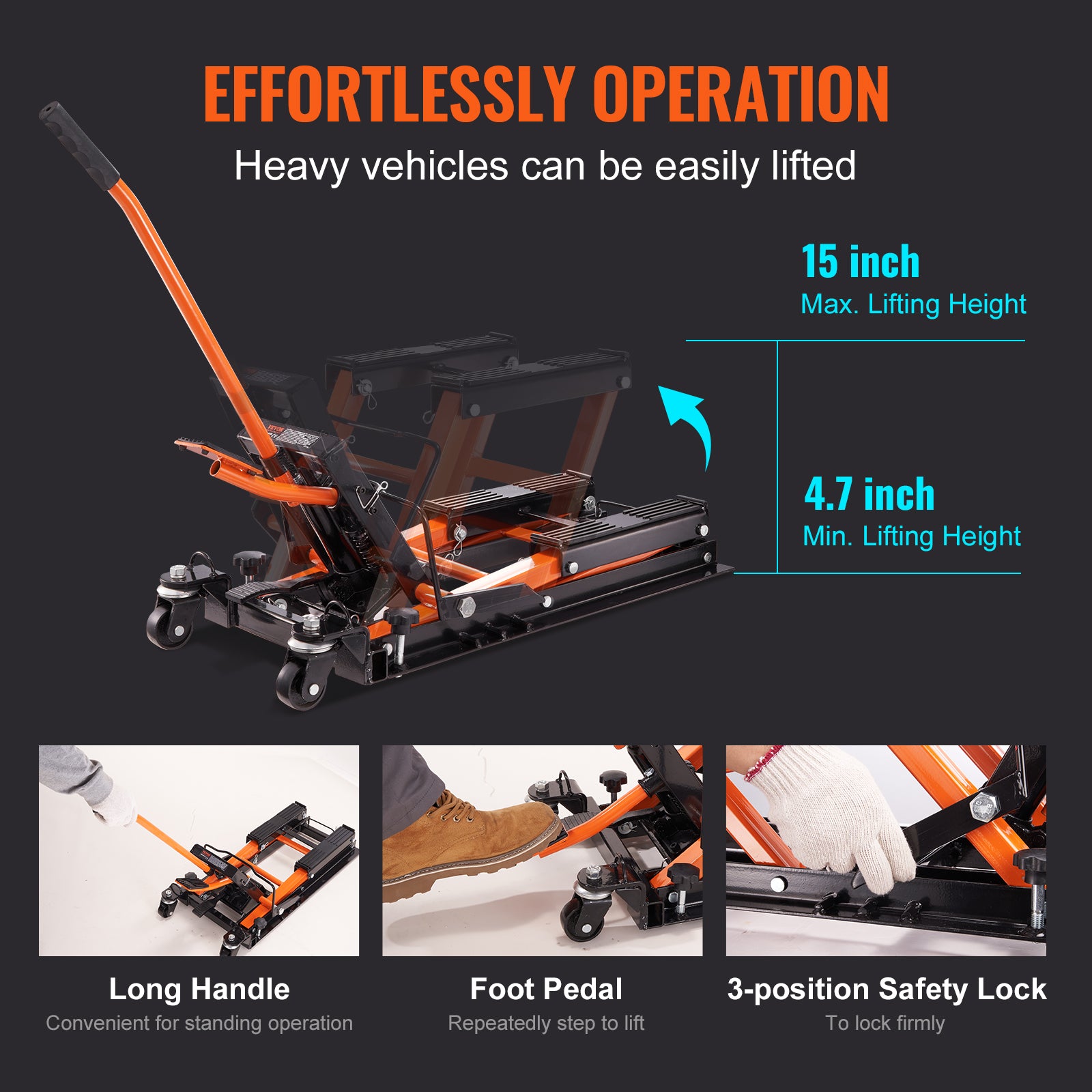 Steel hydraulic motorcycle jack stand