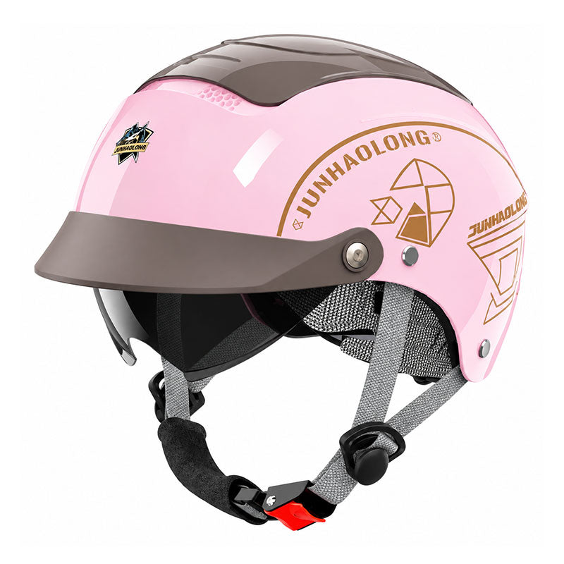 KTVMOTO Retro Half Helmet with Built-in Sun Visor for Riders-I274