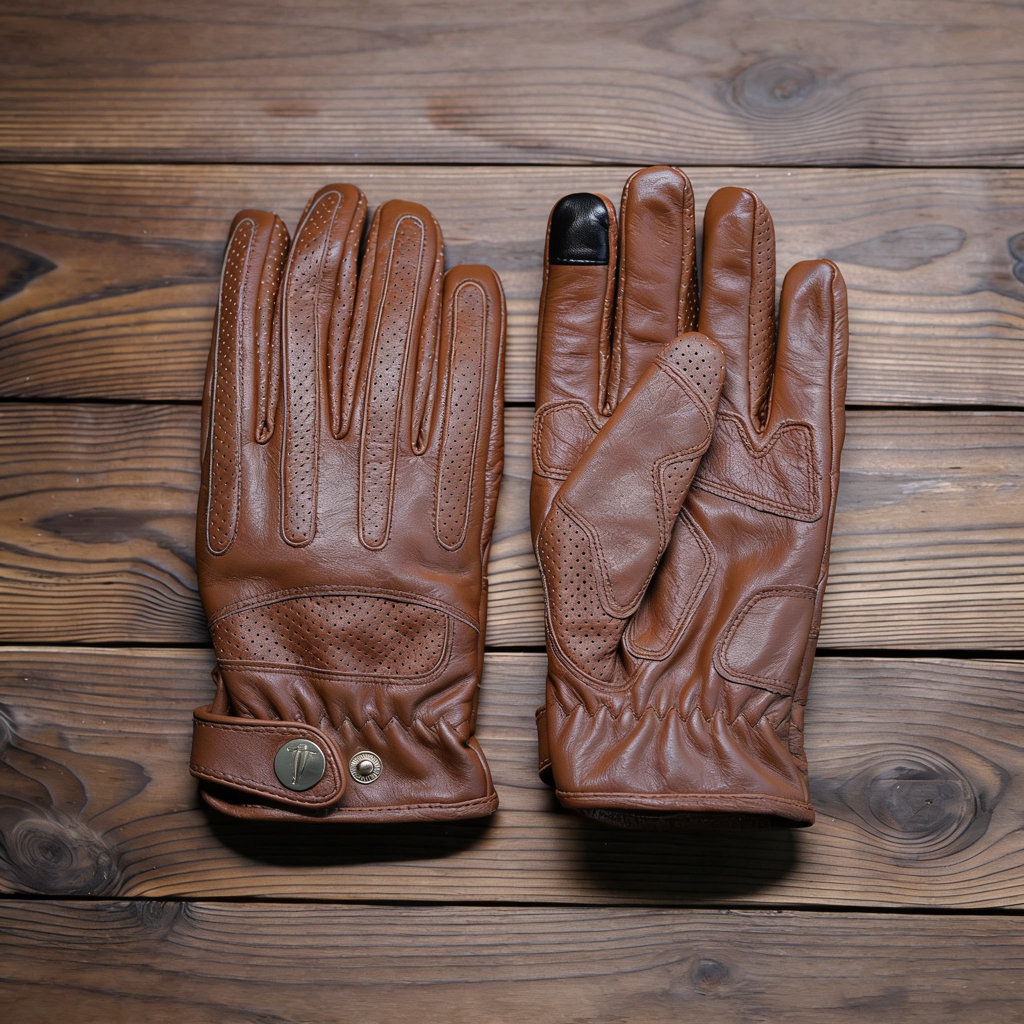 Retro Fleece-lined Gloves for Motorcycle Riding Genuine Leather