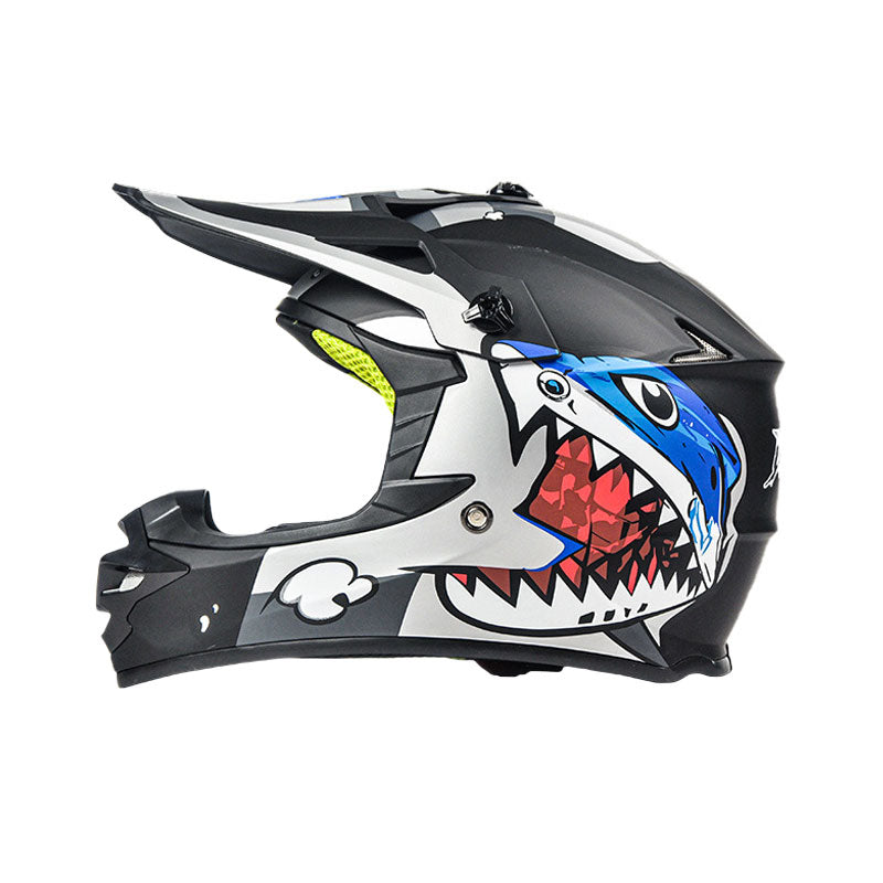 Blue Flame Off-Road Motorcycle Helmet — DOT Certified-I86