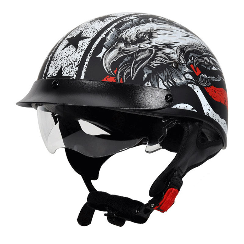 KTVMOTO Vintage Open Face Motorcycle Helmet with Visor-I38