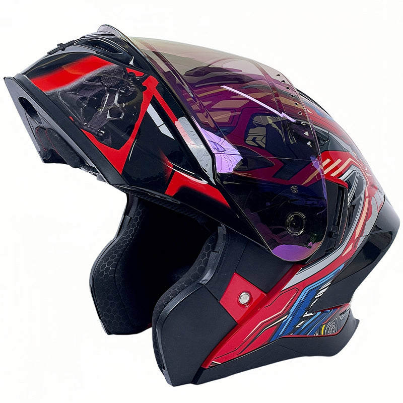 Flip-top motorcycle helmet, dual-lens full-face helmet-I65