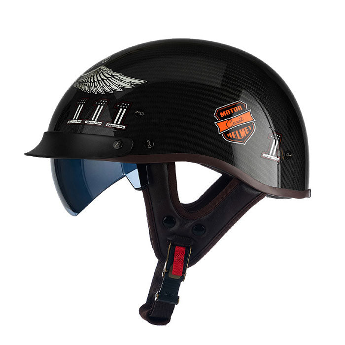 Lightweight Retro Carbon Fiber Motorcycle Half-Helmet-I138