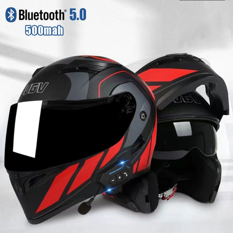 Dual Visor Flip Up Motorbike Graphic Helmet-I97