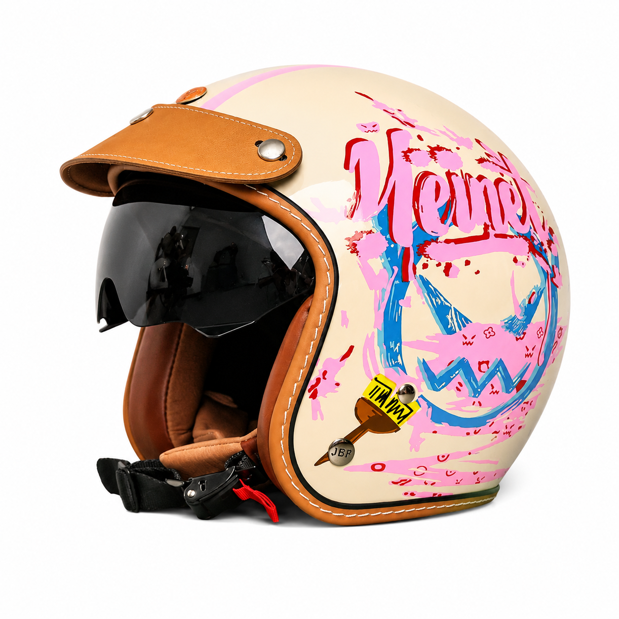 KTVMOTO Retro 3/4 Open Face Motorcycle Helmet with Sun Visor-I54