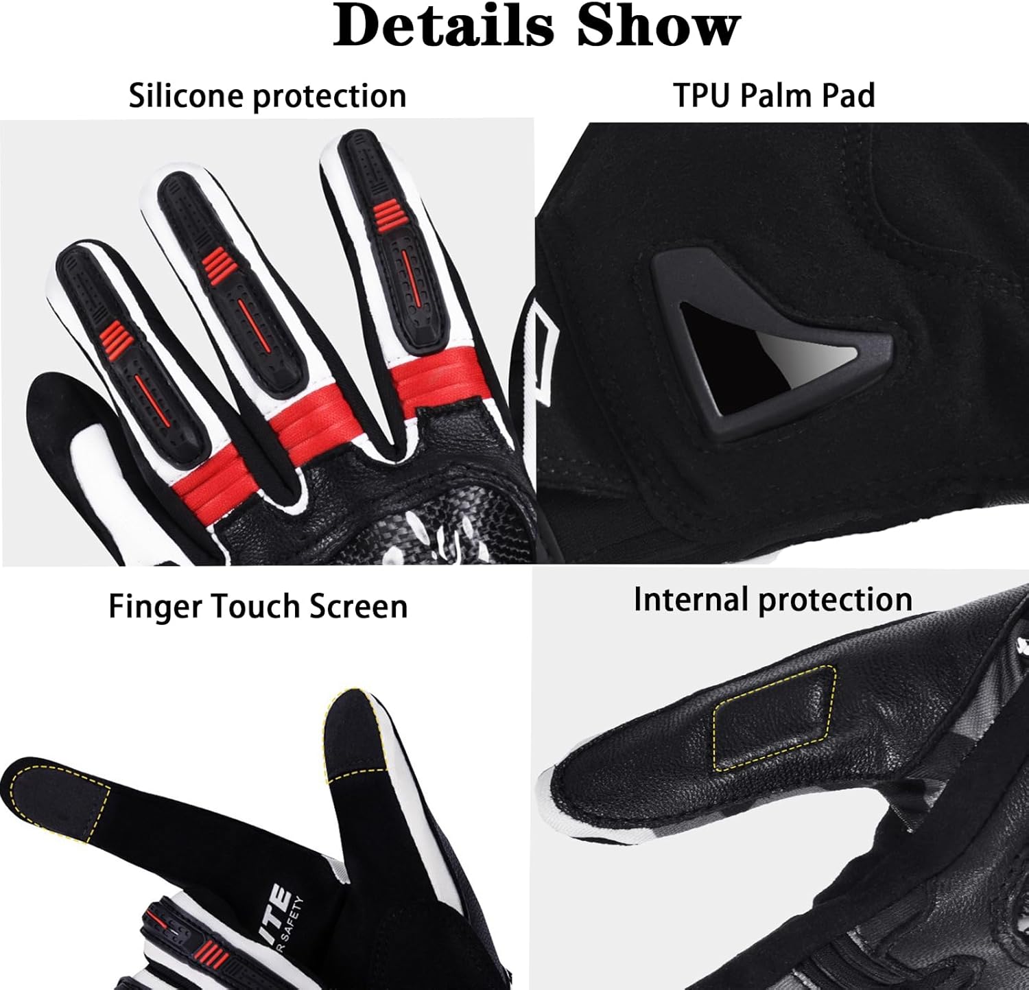 Touchscreen design, PVC material, carbon fiber motorcycle gloves-G27