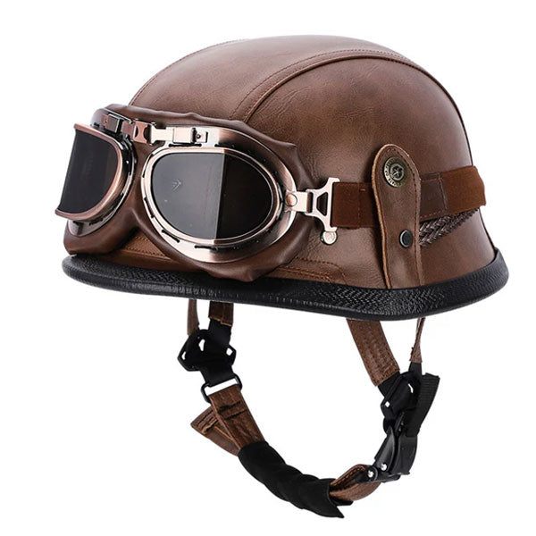 Retro leather cruiser motorcycle half helmet- I15